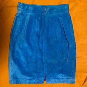 Electric blue vintage Danier suede skirt